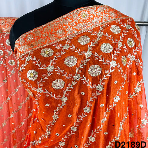 Zari Stone Work Chinon Chiffon Dupatta-D2189